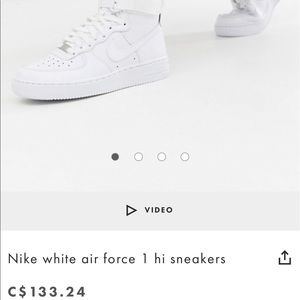 Nike white airforce 1 hi top sneakers 7.5 ladies